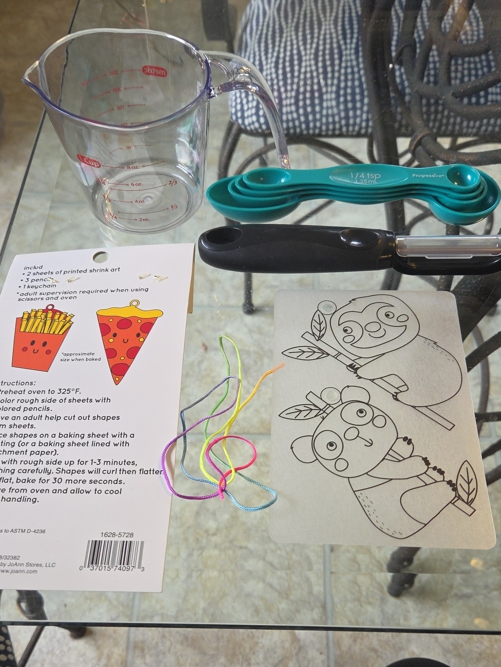 Crafting Shrink Art Kit with Teal Measuring Spoons and Black Tongs - Unbranded